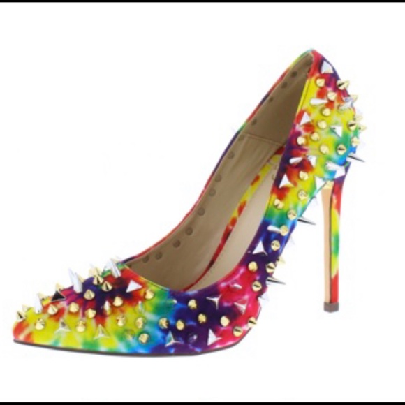 NWB rainbow pumps with gold spikes - Picture 2 of 4
